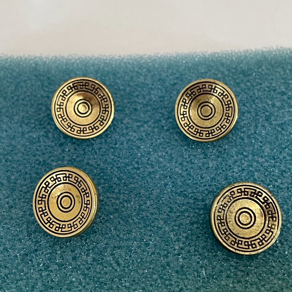 Gold Greek Key Metal Button Set (4)